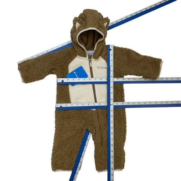 Columbia Foxy Baby Sherpa Bunting Jumpsuit 3/6 Months Infant Brown Fall NEW - Picture 6 of 13